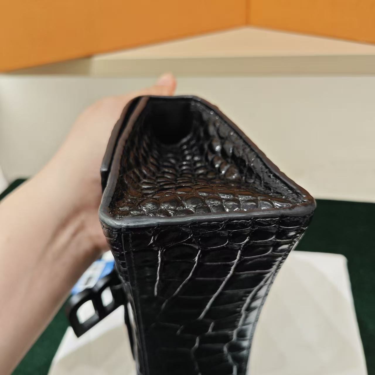 Balenciaga - Hourglass Mini - Exotic crocodile leather - Black - (mini)