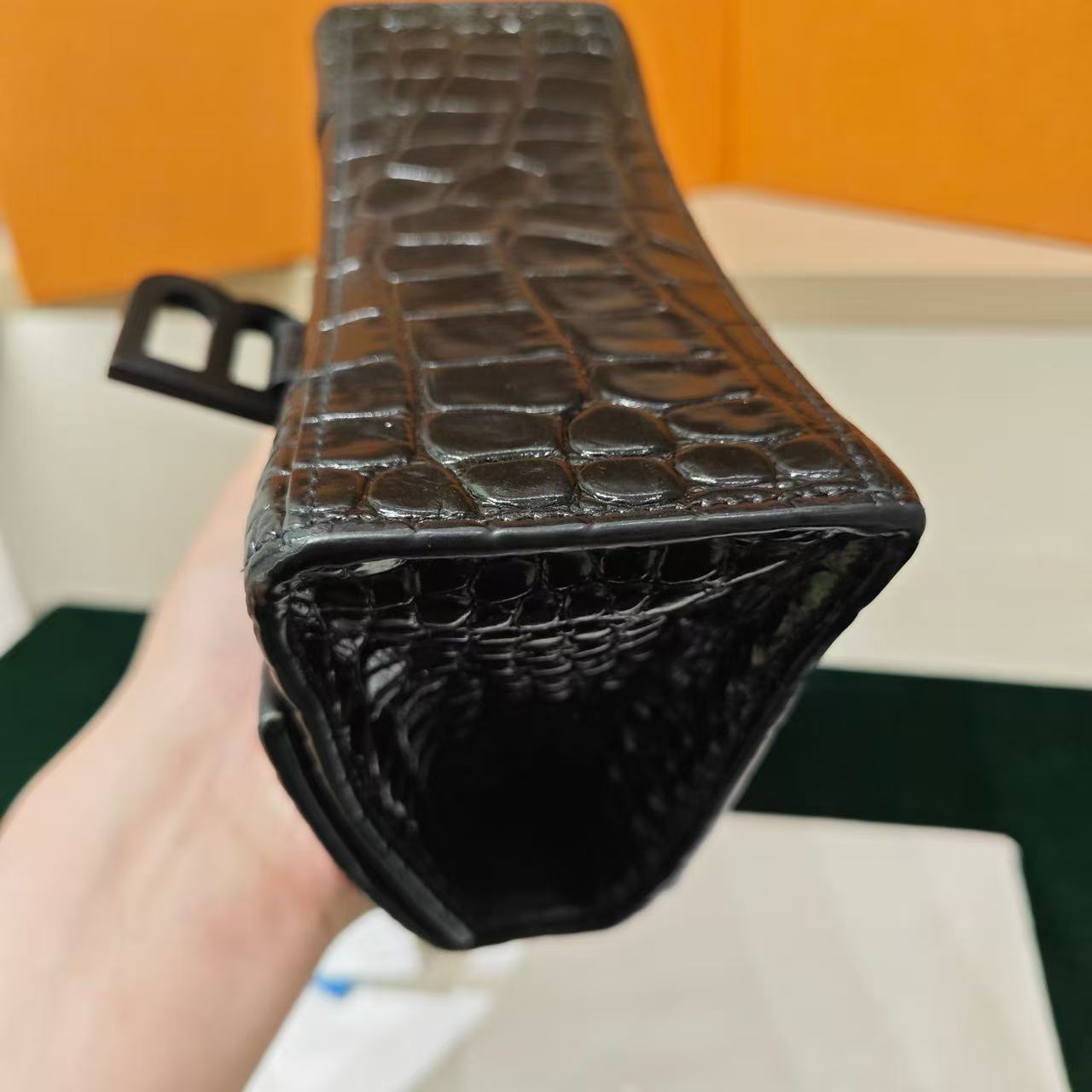 Balenciaga - Hourglass Mini - Exotic crocodile leather - Black - (mini)