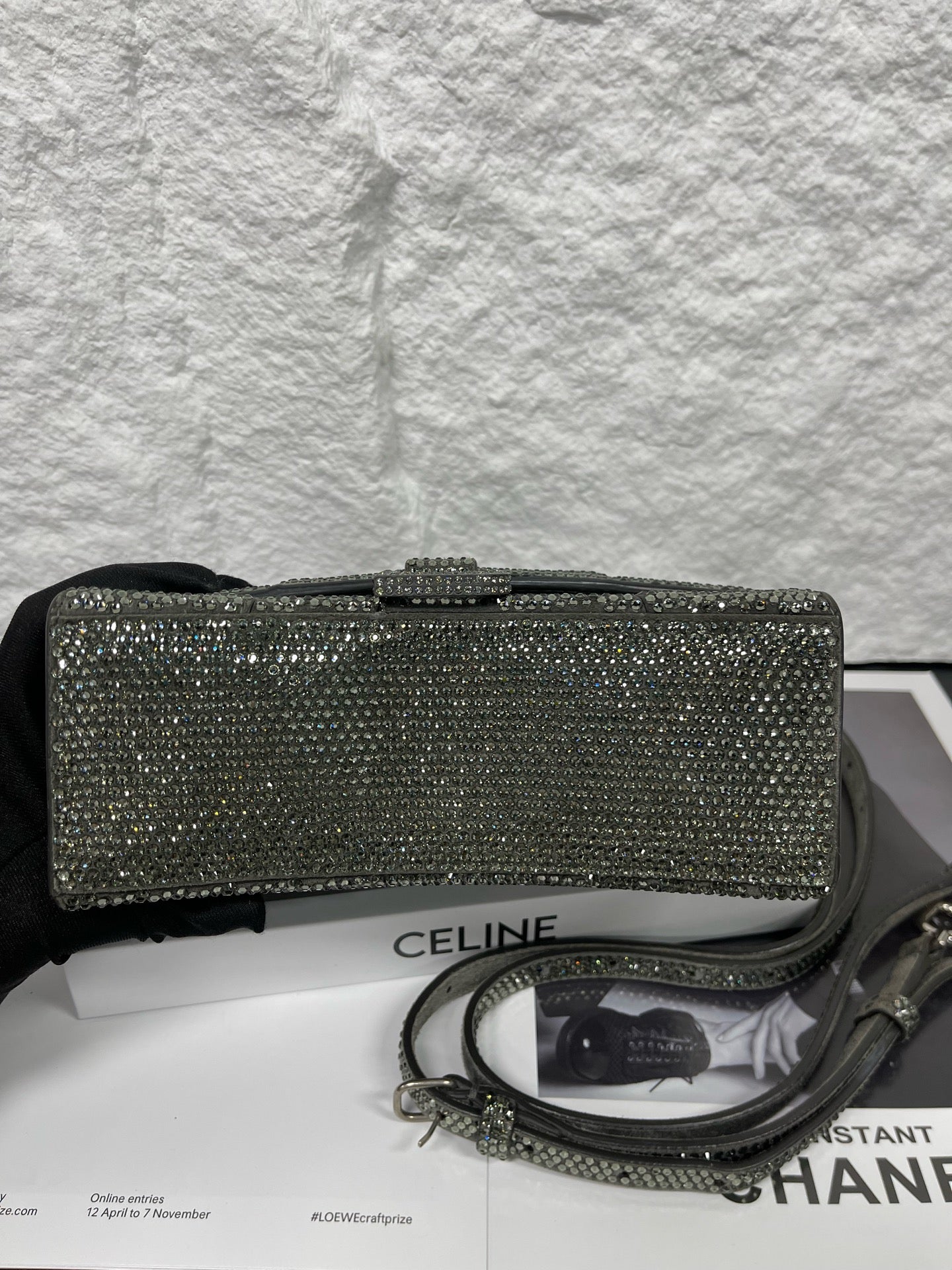 Balenciaga - Hourglass Mini - Leather with rhinestone embellishment - Silver - (mini)