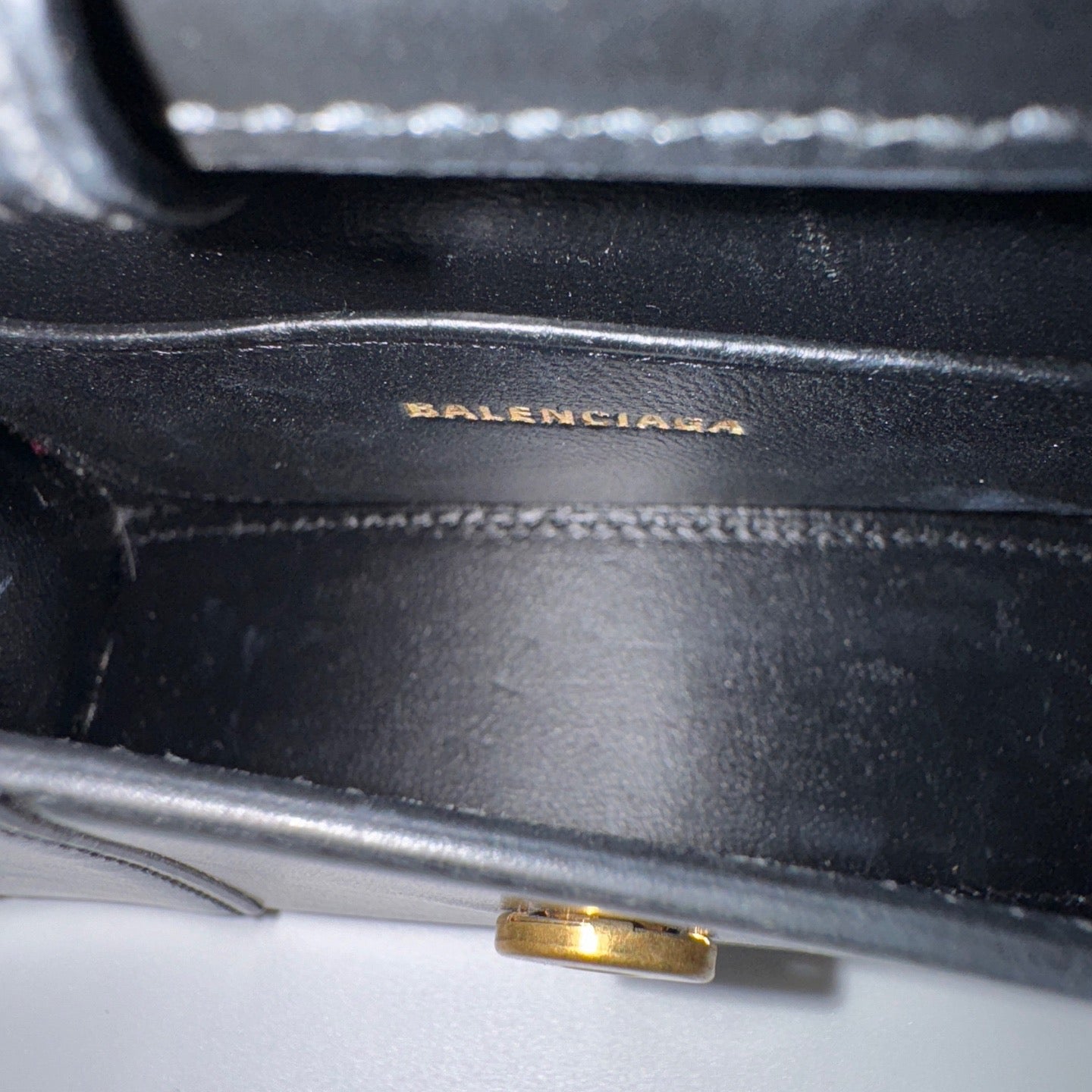 Balenciaga - Hourglass Mini - Smooth calfskin leather - Black with Aged Gold-Tone Hardware - (mini)