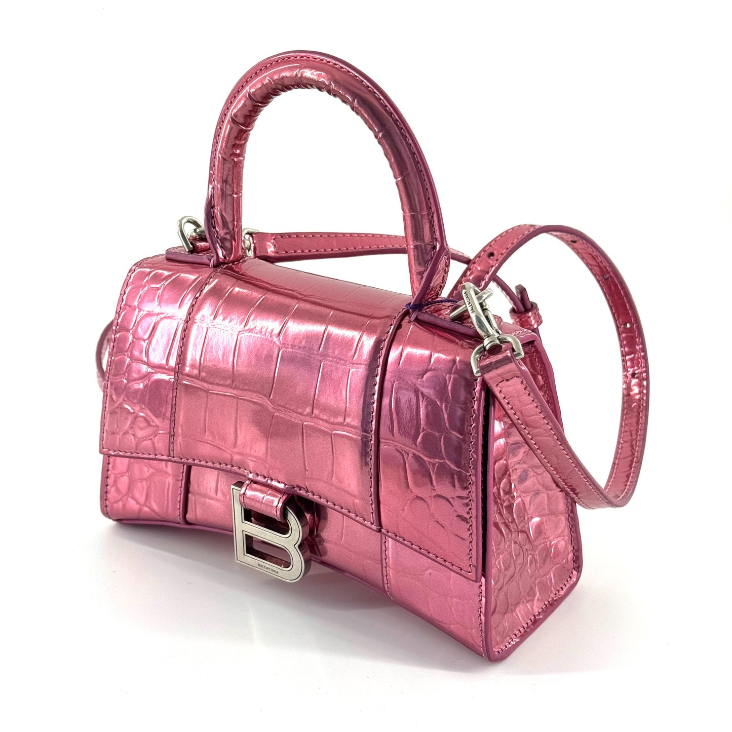 Balenciaga - Hourglass Mini Top Handle Bag - Patent leather - Pink - (mini)