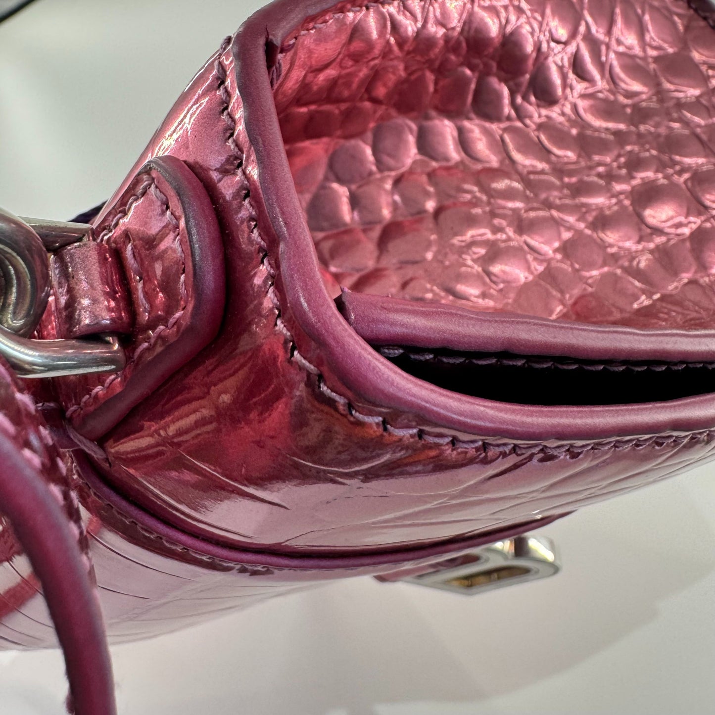Balenciaga - Hourglass Mini Top Handle Bag - Patent leather - Pink - (mini)