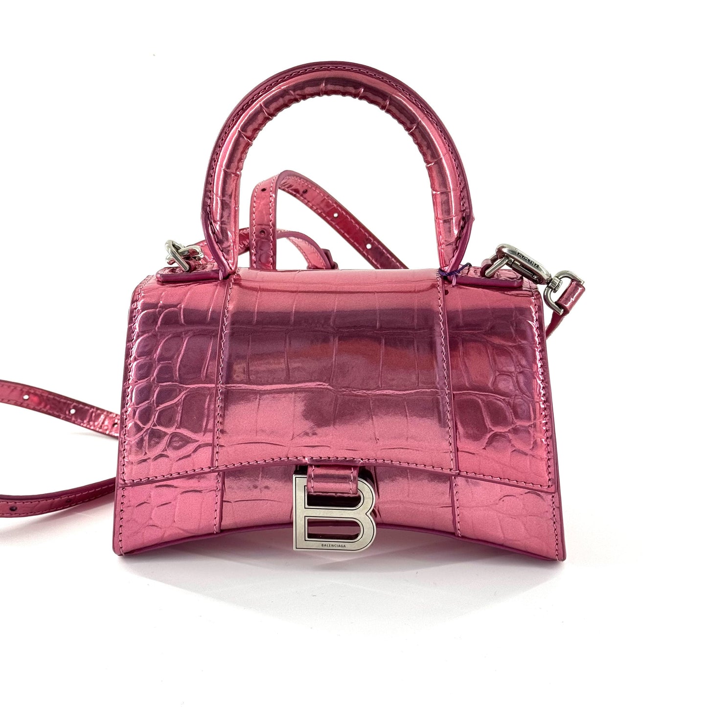 Balenciaga - Hourglass Mini Top Handle Bag - Patent leather - Pink - (mini)