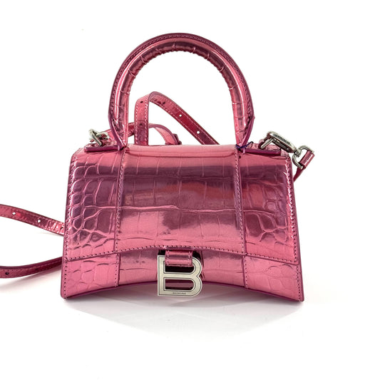 Balenciaga - Hourglass Mini Top Handle Bag - Patent leather - Pink - (mini)