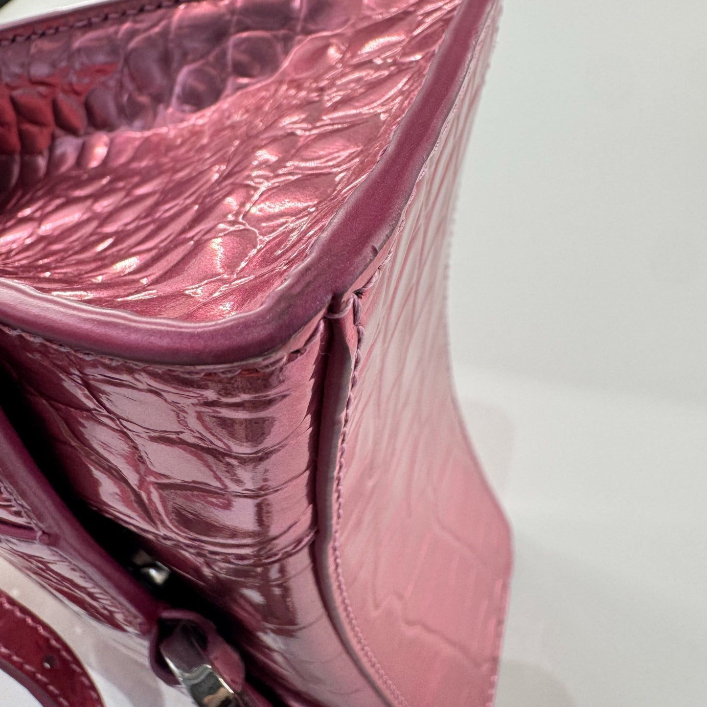 Balenciaga - Hourglass Mini Top Handle Bag - Patent leather - Pink - (mini)