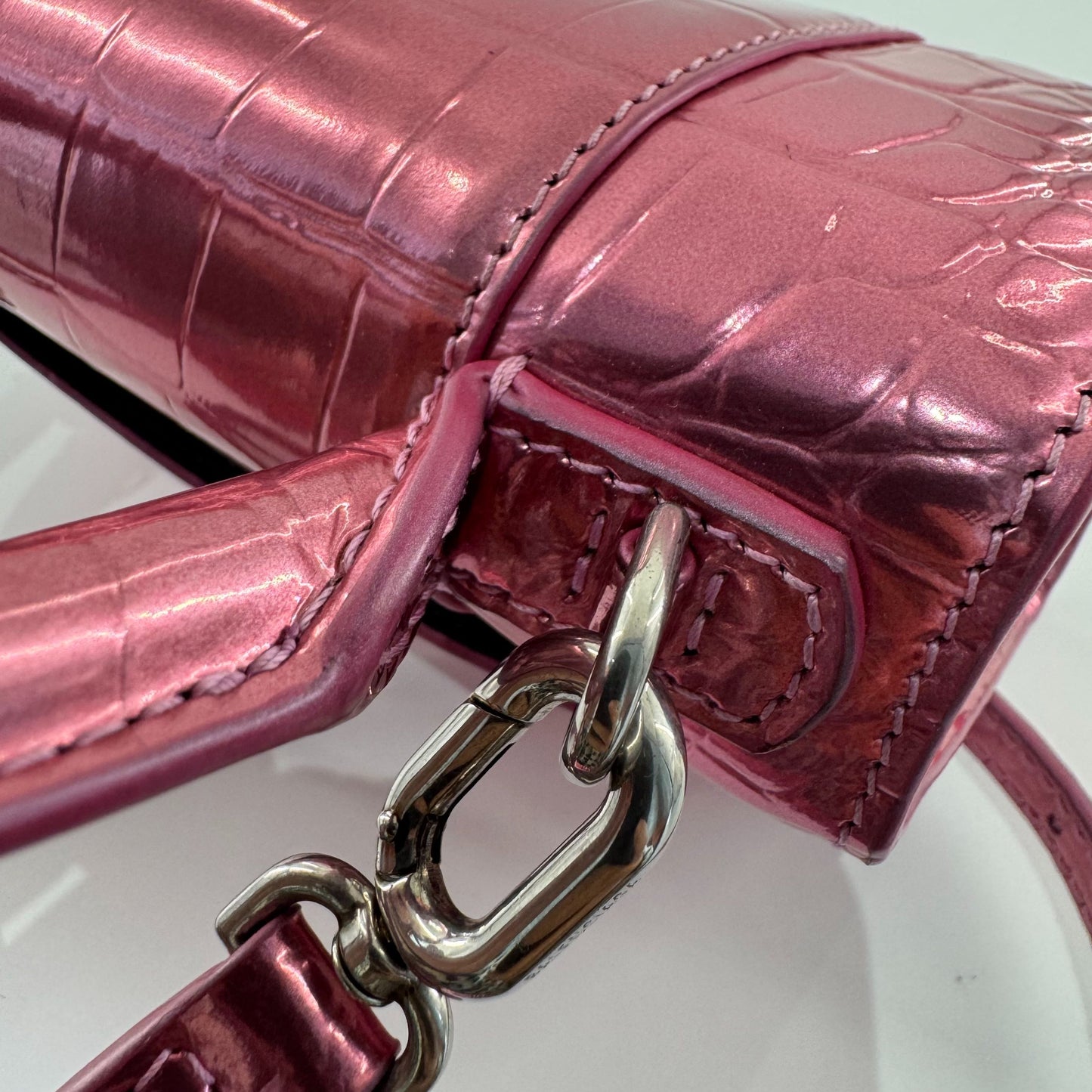 Balenciaga - Hourglass Mini Top Handle Bag - Patent leather - Pink - (mini)