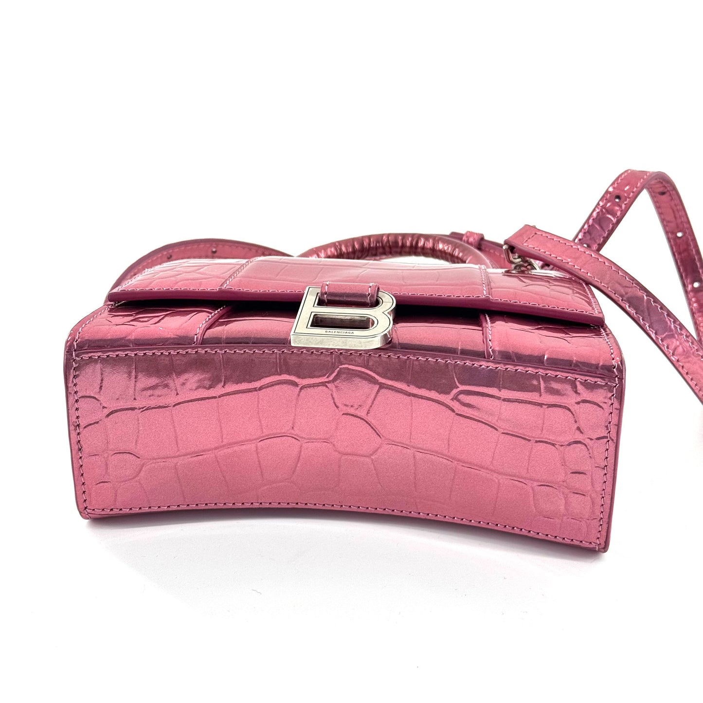 Balenciaga - Hourglass Mini Top Handle Bag - Patent leather - Pink - (mini)