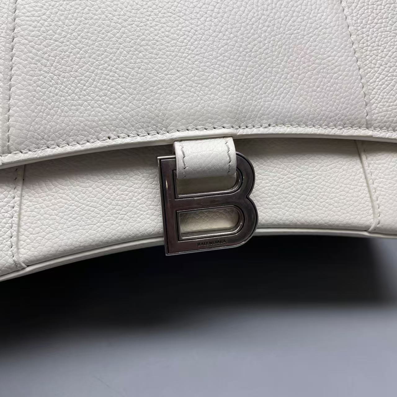 Balenciaga - Hourglass - Pebble-grain leather - White - (Small)