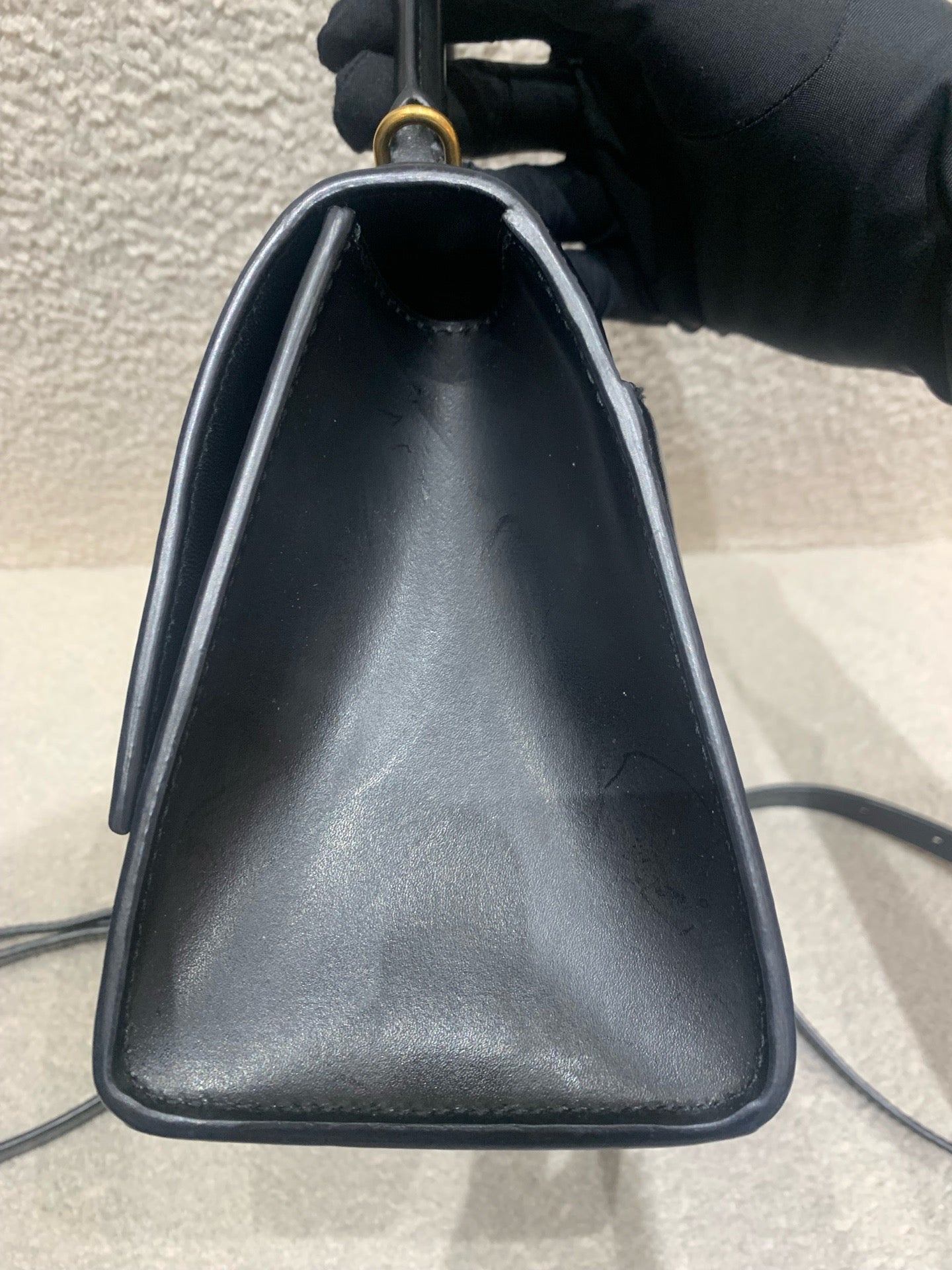 Balenciaga - Hourglass Small Top Handle Bag - Smooth calfskin leather - Black with Gold-Tone Hardware - (Small)
