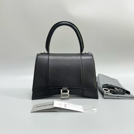 Balenciaga - Hourglass Top Handle Bag - Grained calfskin leather - Black - (Medium)