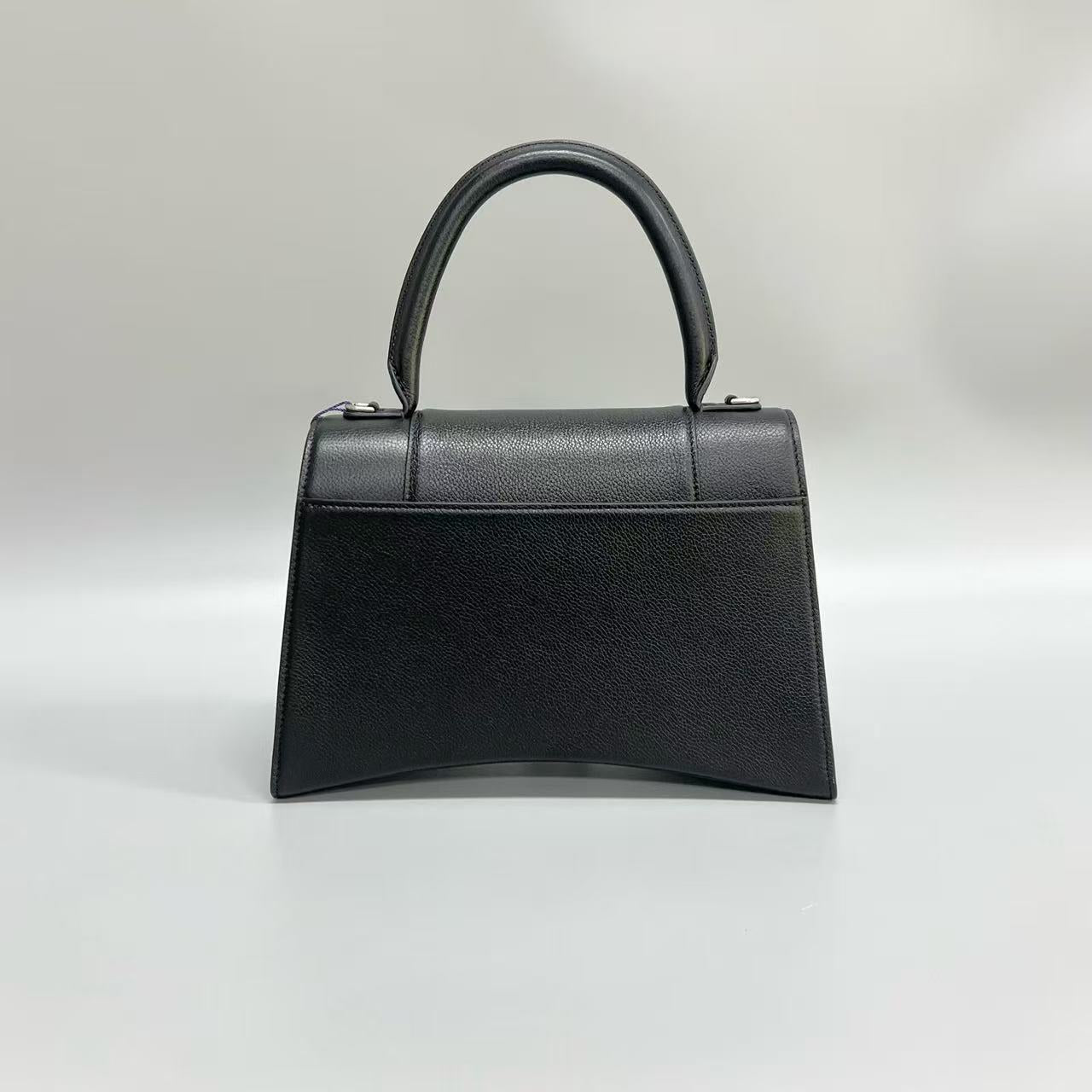 Balenciaga - Hourglass Top Handle Bag - Grained calfskin leather - Black - (Medium)