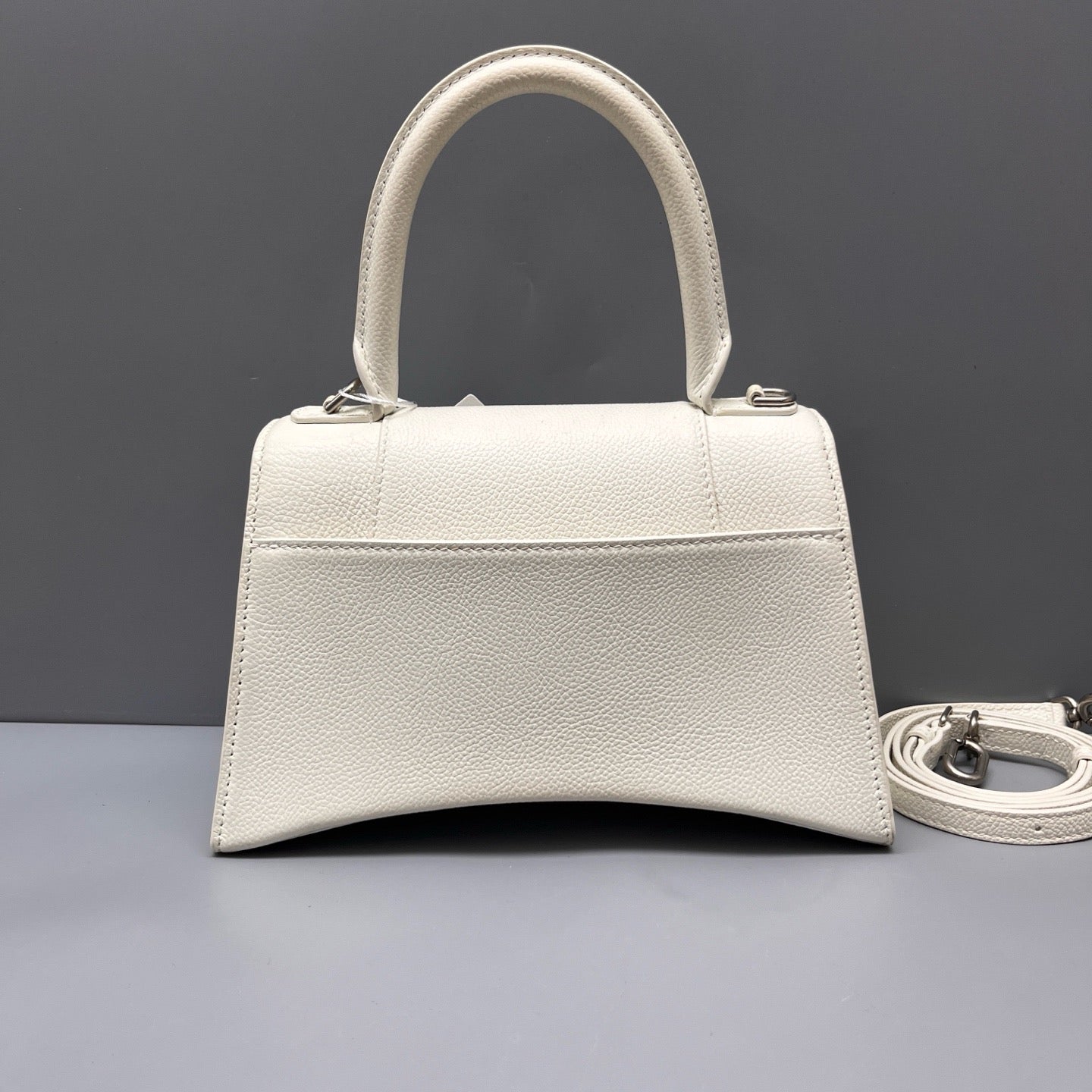 Balenciaga - Hourglass Top Handle Bag - Pebbled leather - White - (Small)