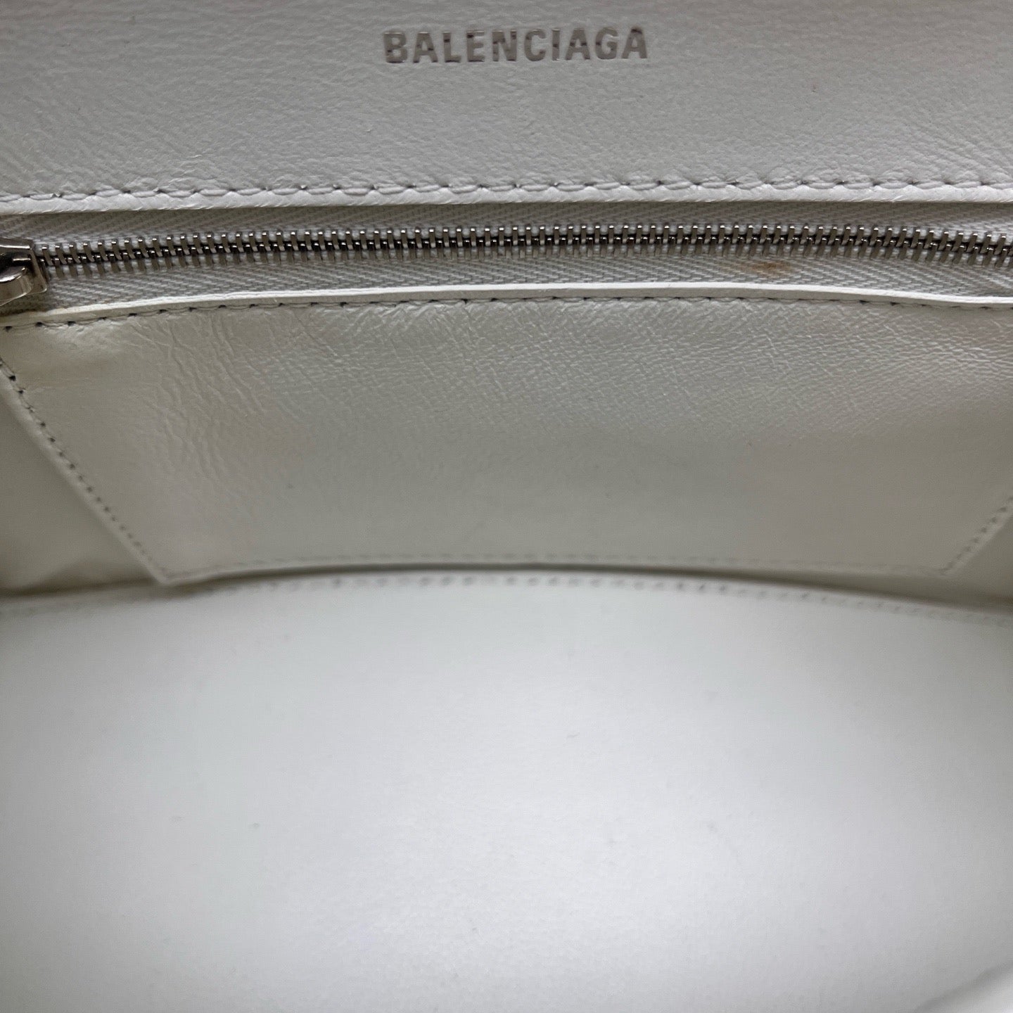 Balenciaga - Hourglass Top Handle Bag - Pebbled leather - White - (Small)