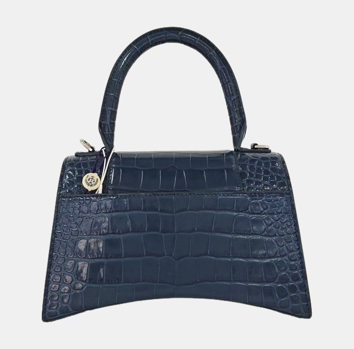 Balenciaga - Hourglass Top Handle Bag XS - Calfskin leather with crocodile embossing - Blue - (XS)