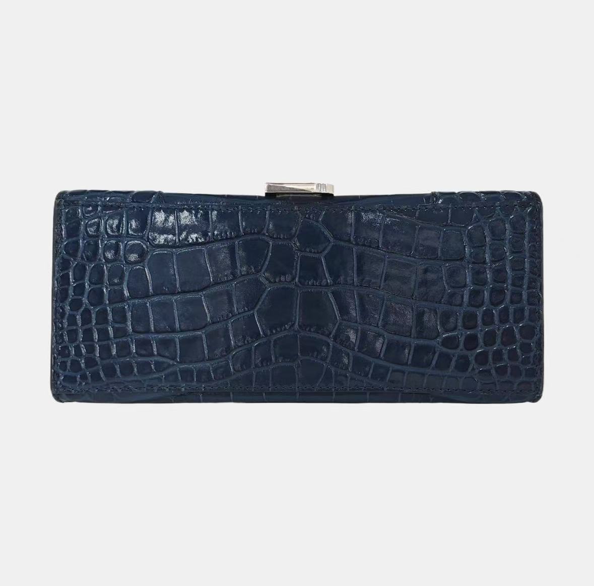 Balenciaga - Hourglass Top Handle Bag XS - Calfskin leather with crocodile embossing - Blue - (XS)