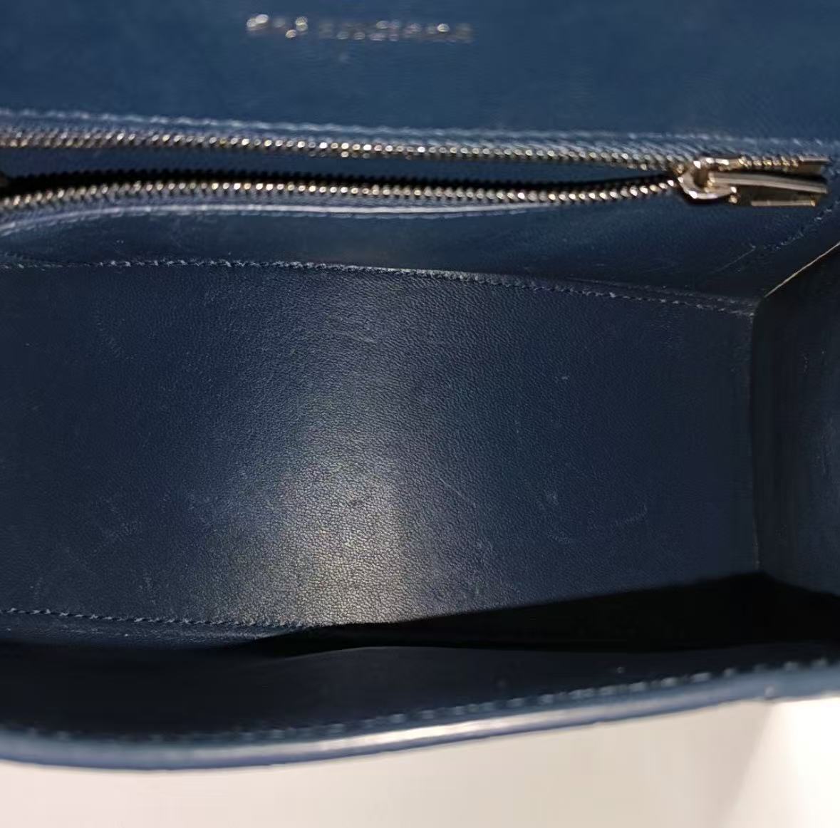 Balenciaga - Hourglass Top Handle Bag XS - Calfskin leather with crocodile embossing - Blue - (XS)
