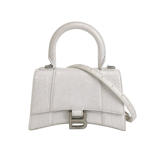 Balenciaga - Hourglass Top Handle Bag XS - Embossed calfskin leather - White - (XS)