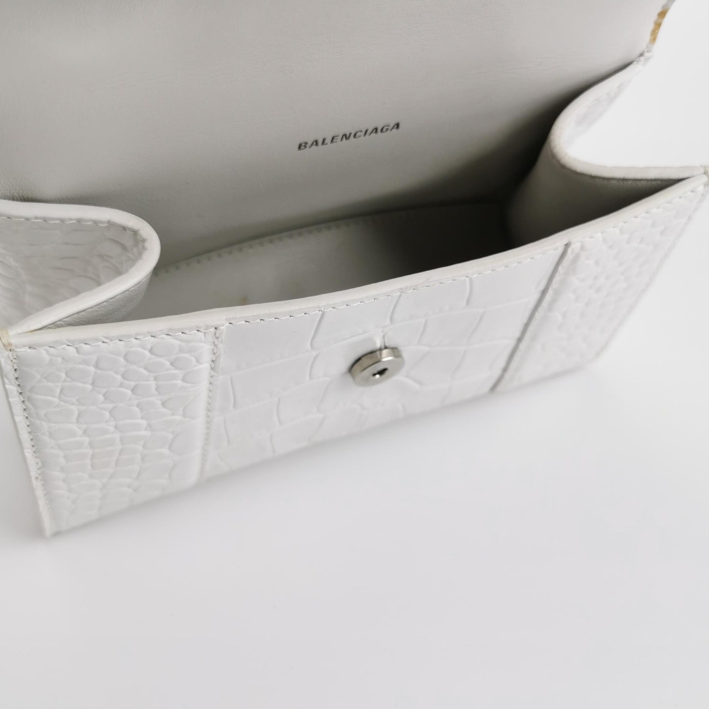 Balenciaga - Hourglass Top Handle Bag XS - Embossed calfskin leather - White - (XS)