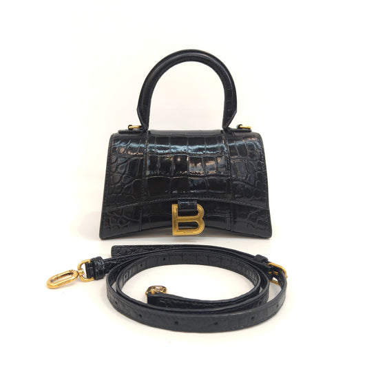 Balenciaga - Hourglass XS - Exotic leathers - Crocodile - Black - (xs)