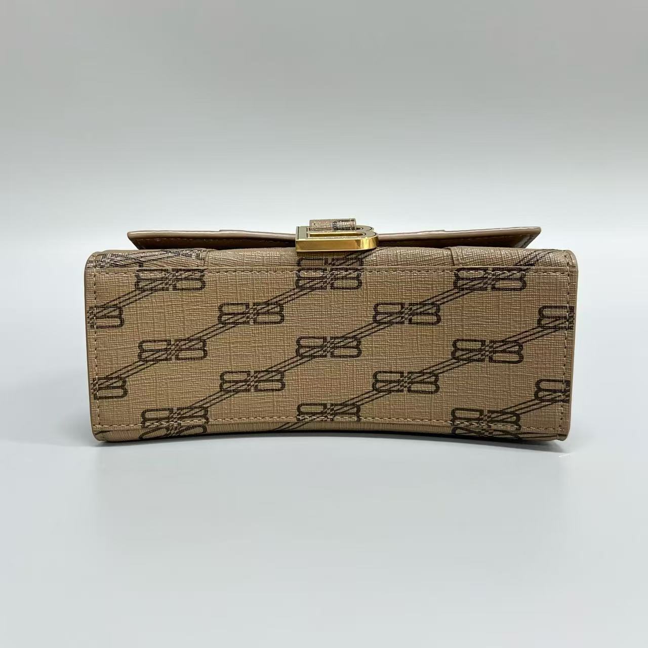 Balenciaga - Hourglass XS - Leather with BB monogram print - Beige with Dark Brown accents - (mini)