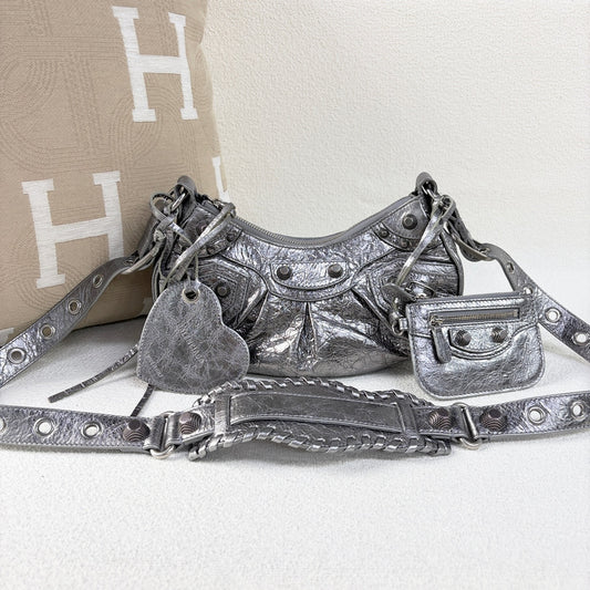 Balenciaga - Le Cagole Crescent Bag - Leather - Silver - (mini)
