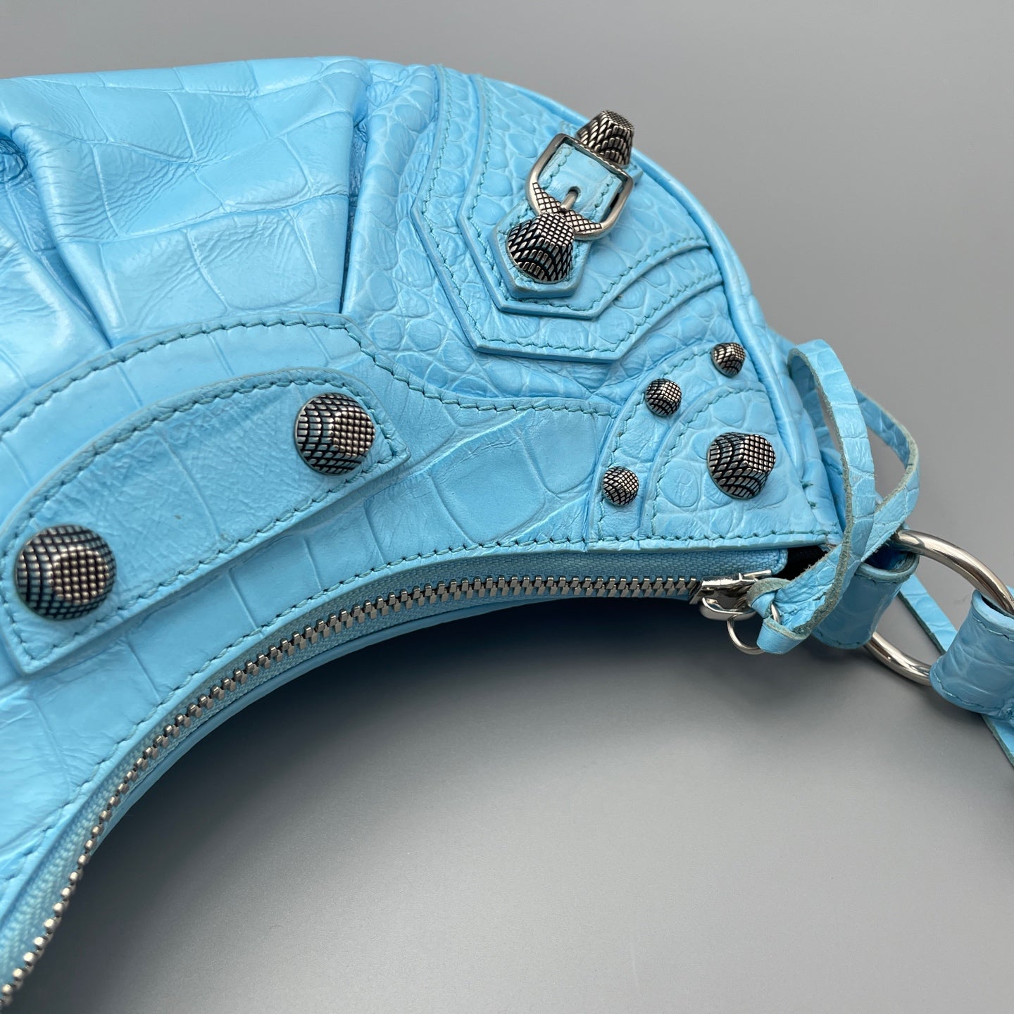 Balenciaga - Le Cagole Mini Shoulder Bag - Crocodile-embossed leather - Light Blue - (Mini)