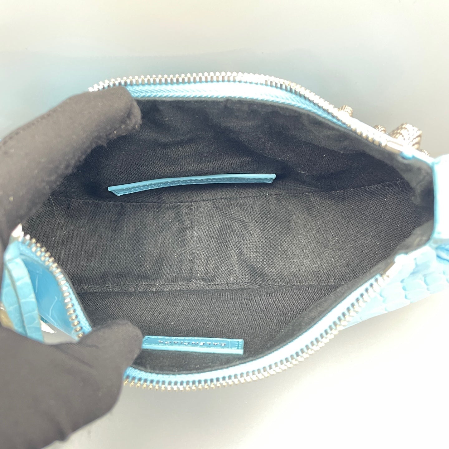 Balenciaga - Le Cagole Mini Shoulder Bag - Crocodile-embossed leather - Light Blue - (Mini)