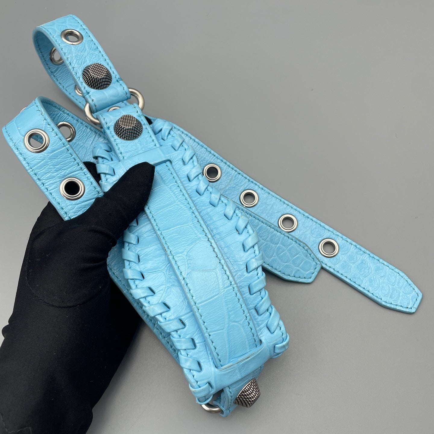Balenciaga - Le Cagole Mini Shoulder Bag - Crocodile-embossed leather - Light Blue - (Mini)