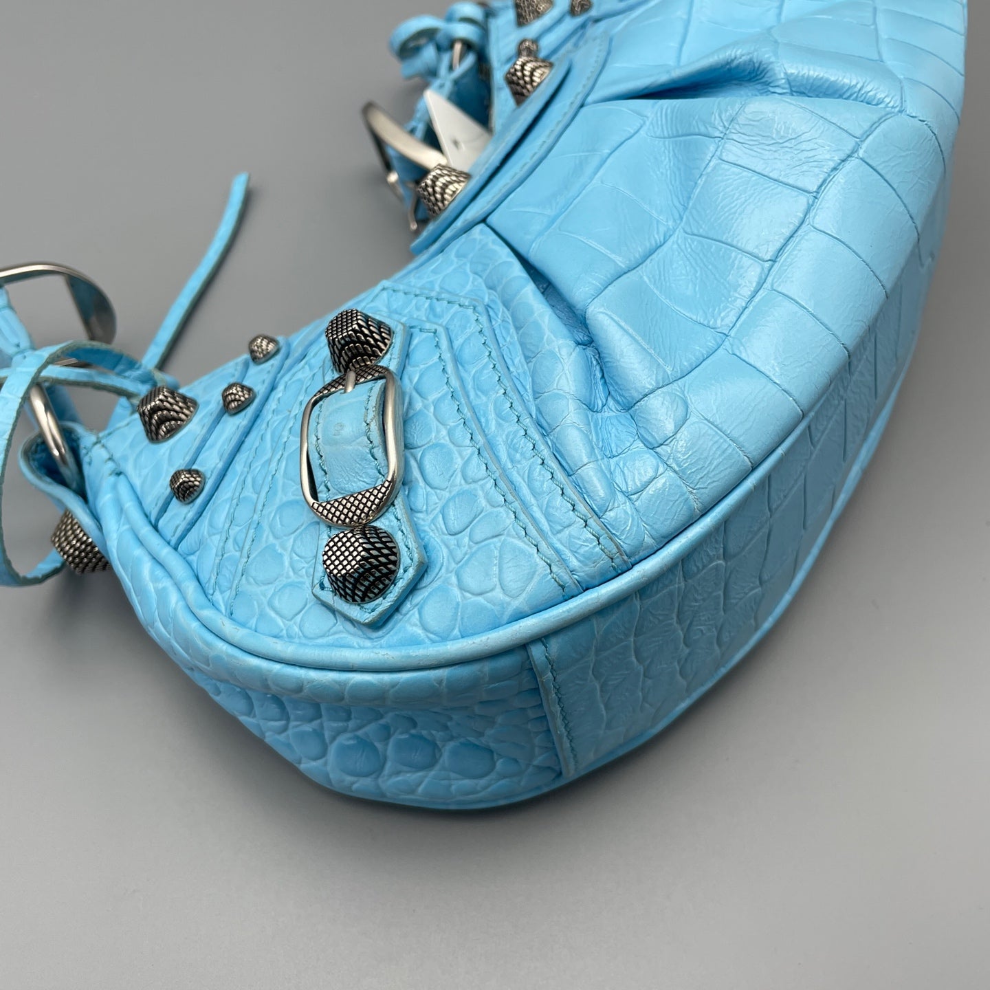 Balenciaga - Le Cagole Mini Shoulder Bag - Crocodile-embossed leather - Light Blue - (Mini)