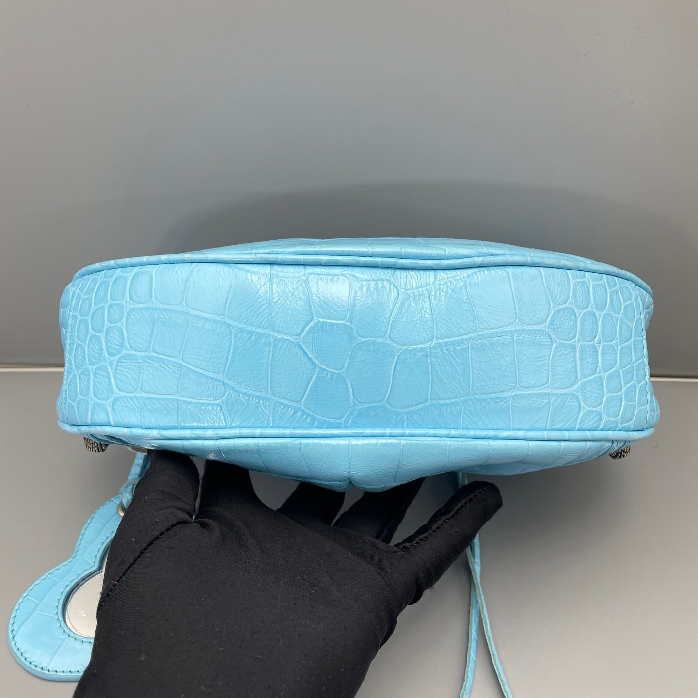 Balenciaga - Le Cagole Mini Shoulder Bag - Crocodile-embossed leather - Light Blue - (Mini)