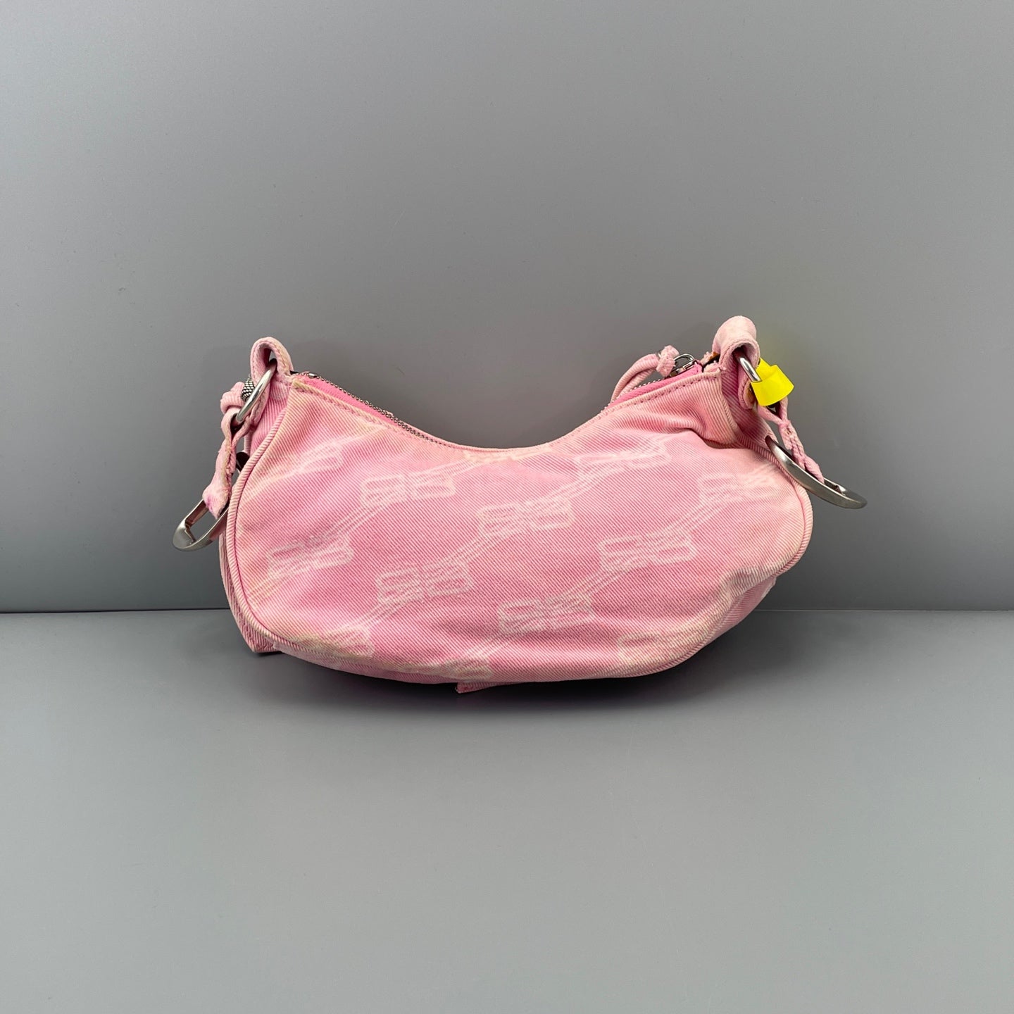 Balenciaga - Le Cagole Mini Shoulder Bag - Denim - Pink with Aged Silver-Tone Hardware - (mini)