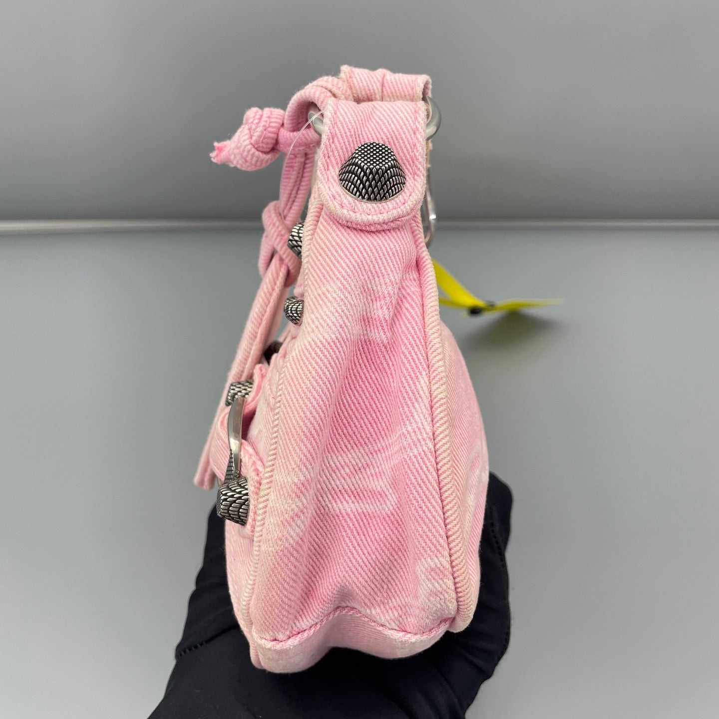 Balenciaga - Le Cagole Mini Shoulder Bag - Denim - Pink with Aged Silver-Tone Hardware - (mini)