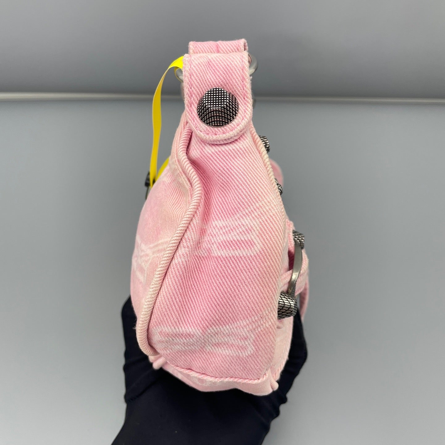 Balenciaga - Le Cagole Mini Shoulder Bag - Denim - Pink with Aged Silver-Tone Hardware - (mini)