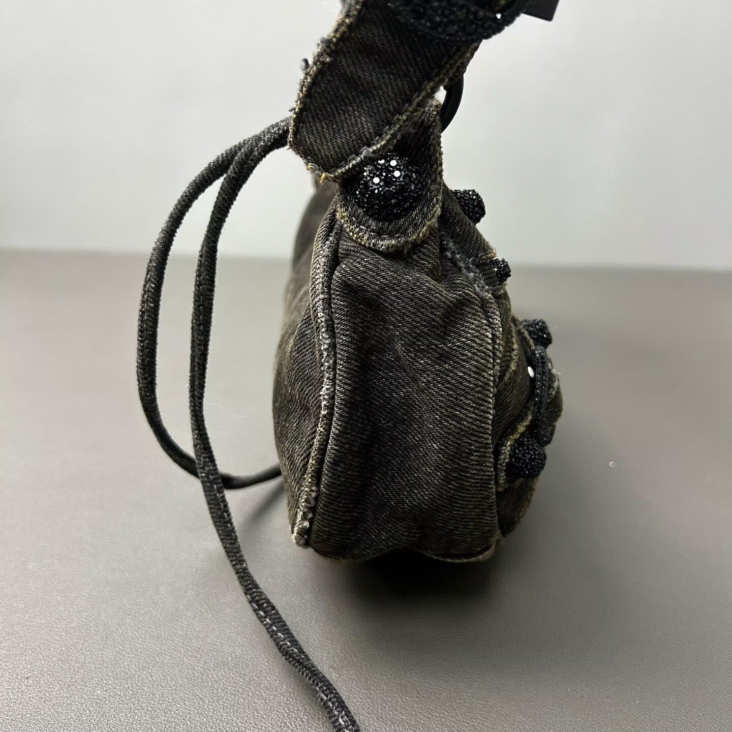 Balenciaga - Le Cagole XS Biker Bag - Denim with crystal embellishments - Washed Black - (XS)