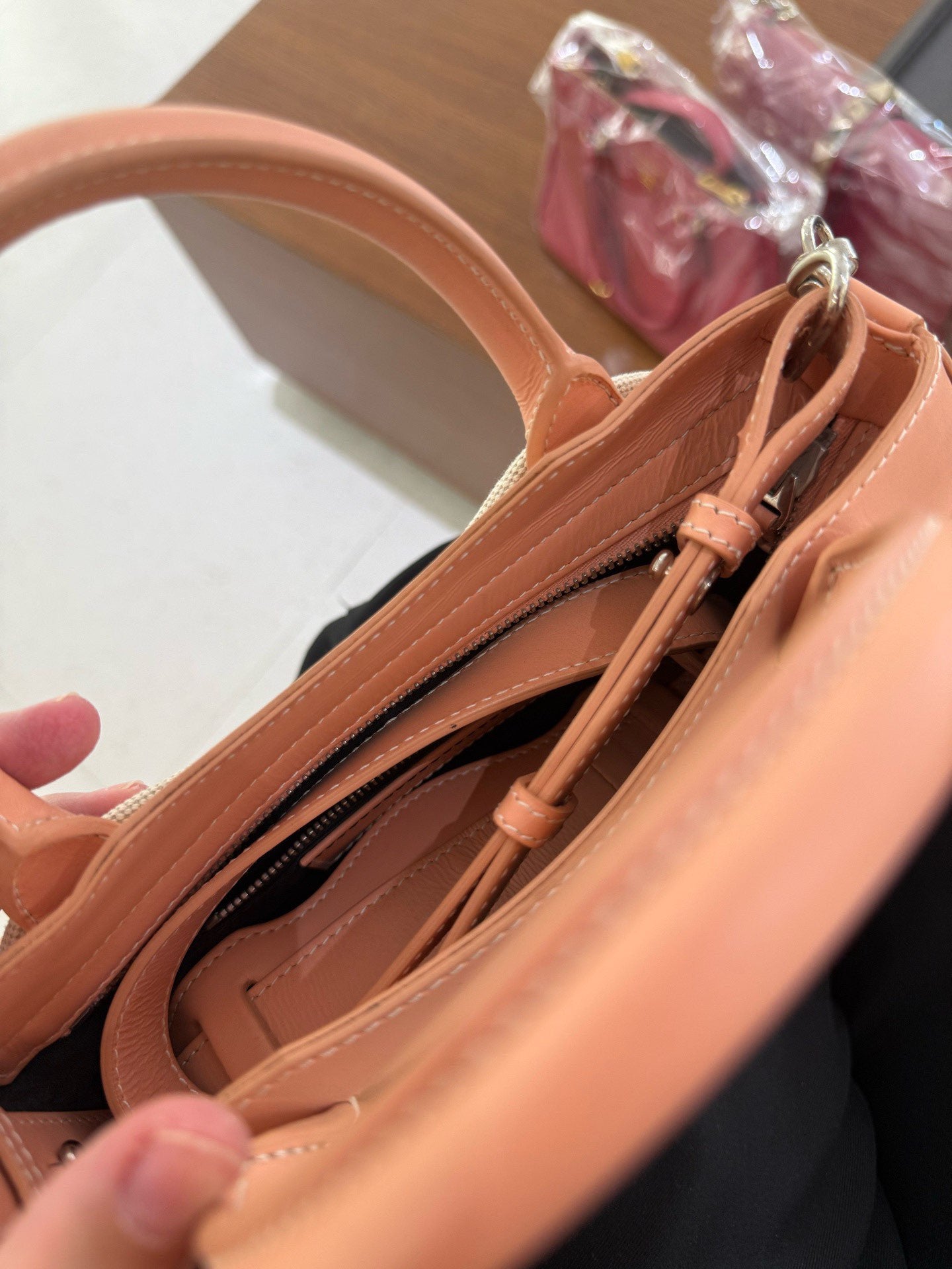 Balenciaga - Mini City Boston Bag - Canvas with leather trim - Pink and Natural Canvas with Silver-Tone Hardware - (mini)