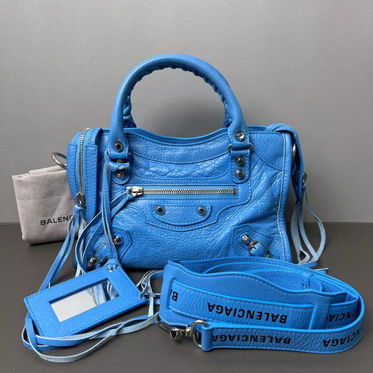Balenciaga - Mini City - Distressed lambskin leather - Vibrant Blue - (mini)
