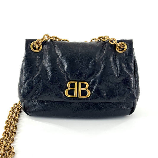 Balenciaga - Monaco Cloud Bag - Waxed leather - Black with Gold-Tone Hardware - (Small)