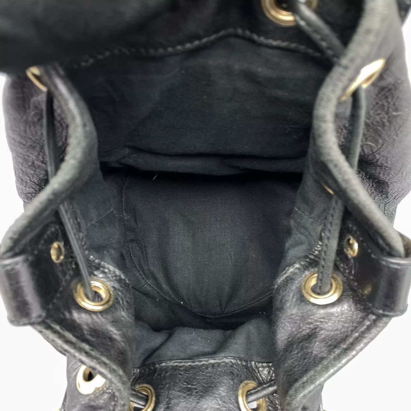 Balenciaga - Motorcycle Bucket Bag - Distressed lambskin leather - Black - (Small)