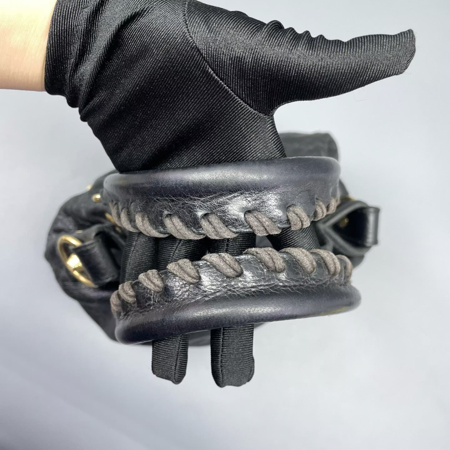 Balenciaga - Motorcycle Bucket Bag - Distressed lambskin leather - Black - (Small)