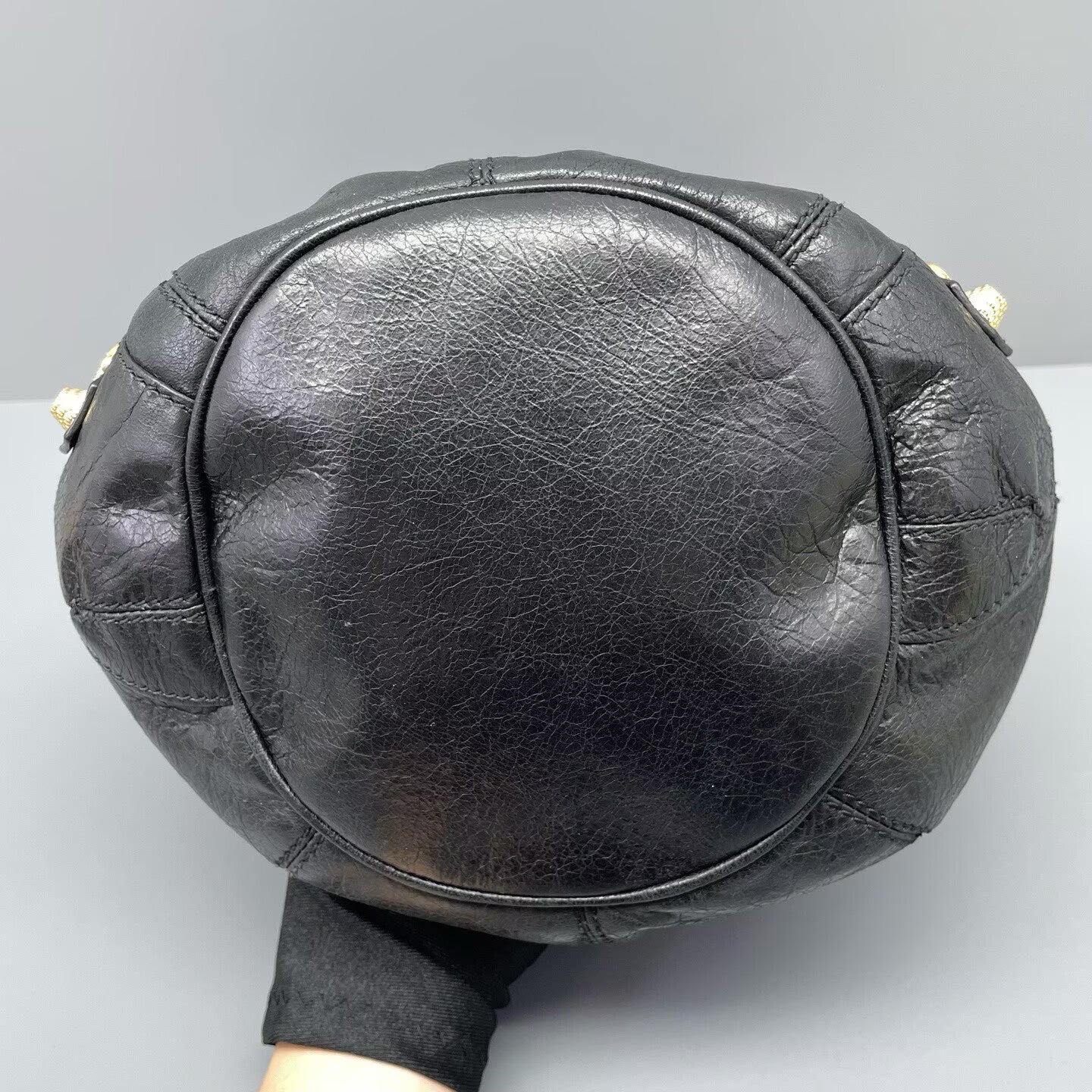 Balenciaga - Motorcycle Bucket Bag - Distressed lambskin leather - Black - (Small)