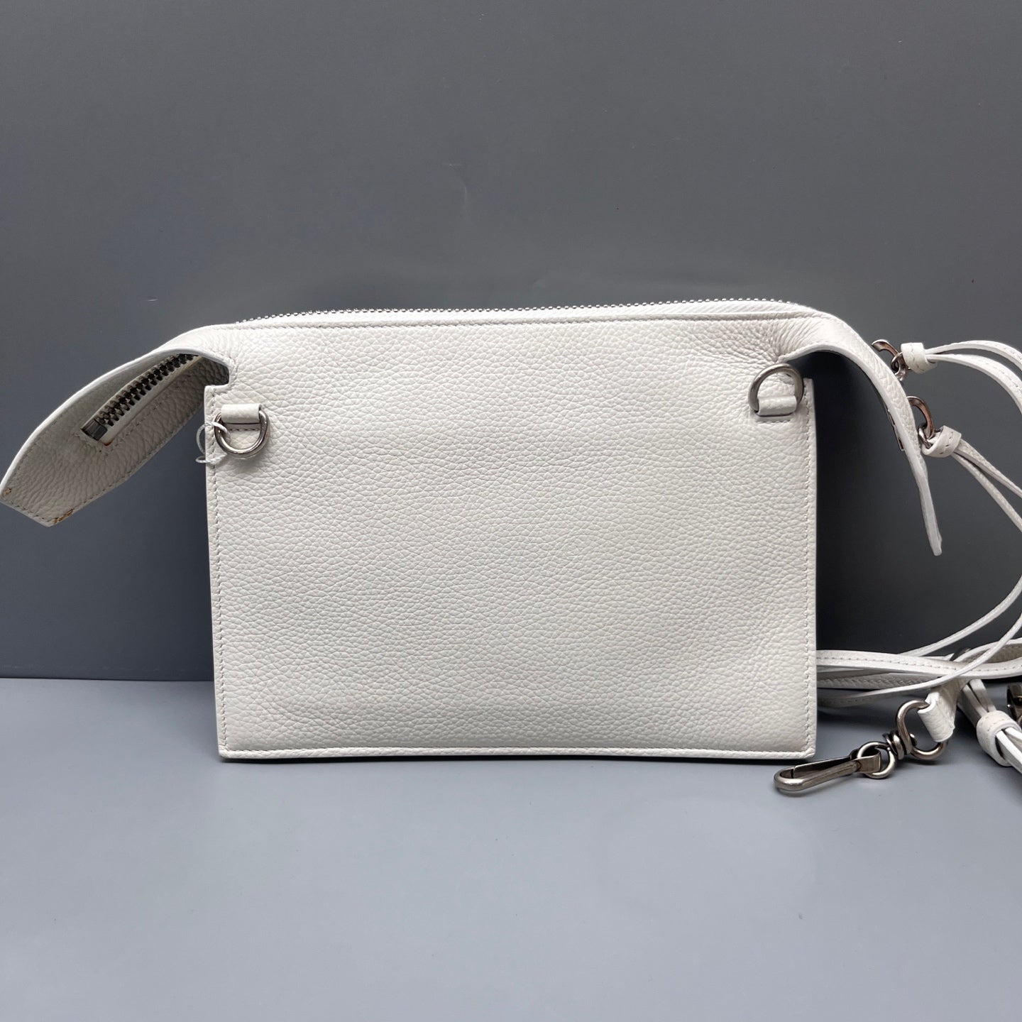 Balenciaga - Motorcycle Crossbody Pouch - Grained leather - White - (Mini)