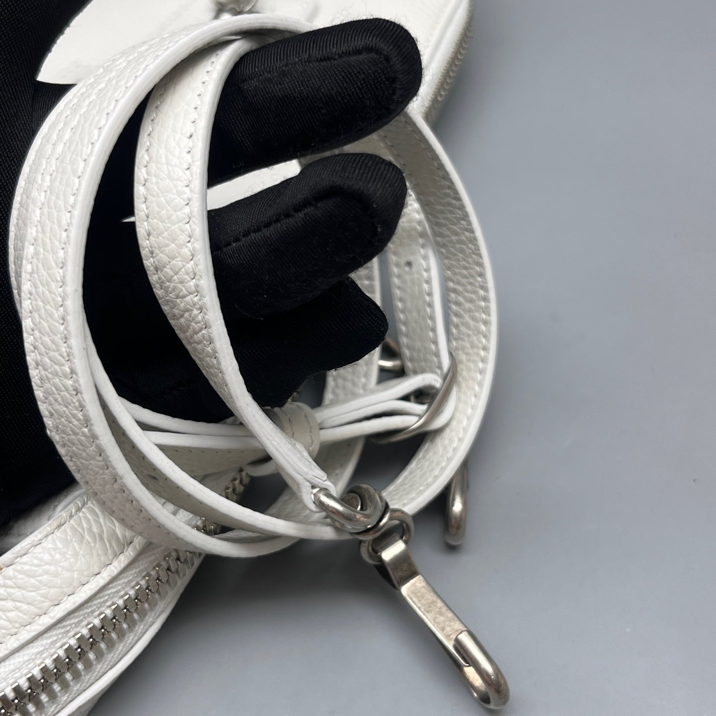 Balenciaga - Motorcycle Crossbody Pouch - Grained leather - White - (Mini)