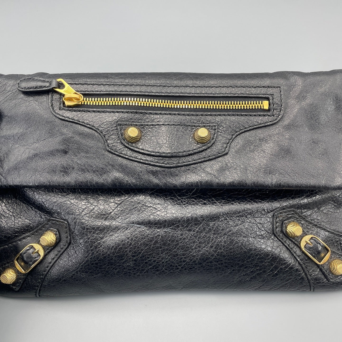 Balenciaga - Motorcycle Fold-Over Shoulder Bag - Leather - Black - (Small)