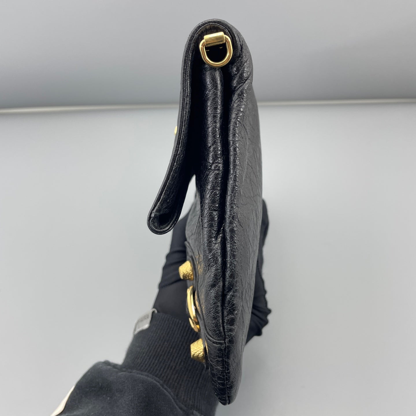 Balenciaga - Motorcycle Fold-Over Shoulder Bag - Leather - Black - (Small)