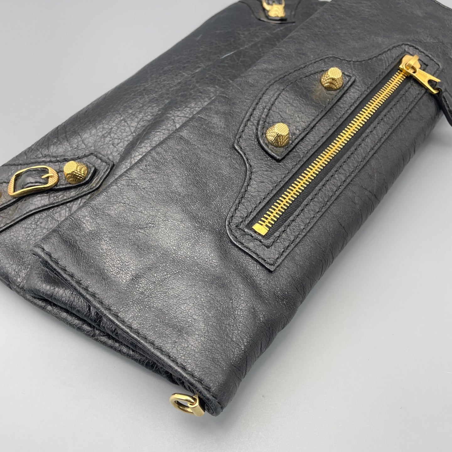 Balenciaga - Motorcycle Fold-Over Shoulder Bag - Leather - Black - (Small)