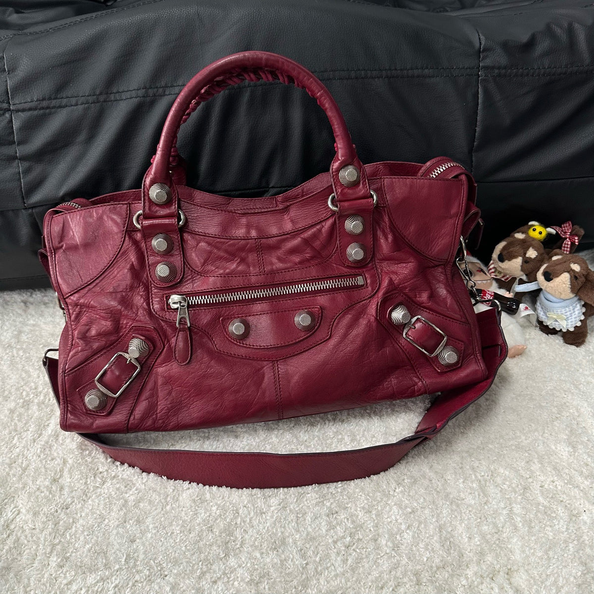 Balenciaga - Motorcycle Large - Leather - Burgundy - (large)