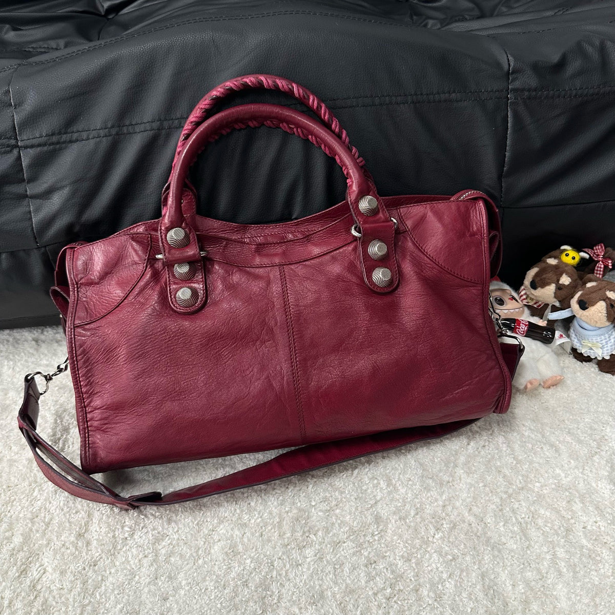Balenciaga - Motorcycle Large - Leather - Burgundy - (large)