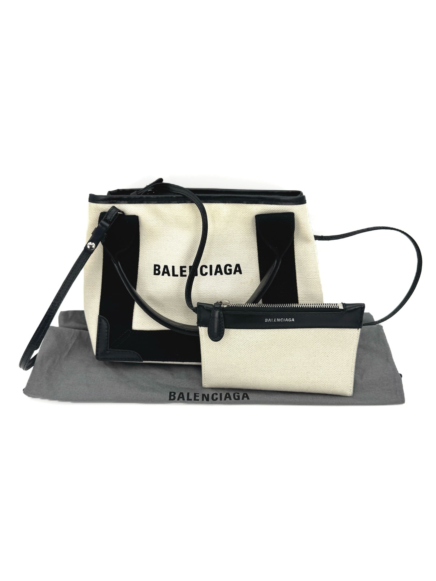 Balenciaga - Navy Cabas XS - Canvas - Black and Beige - (Small)