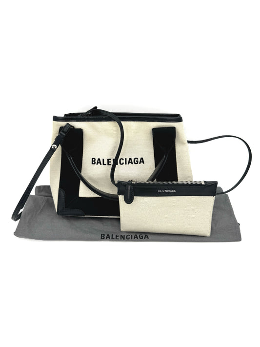 Balenciaga - Navy Cabas XS - Canvas - Black and Beige - (Small)
