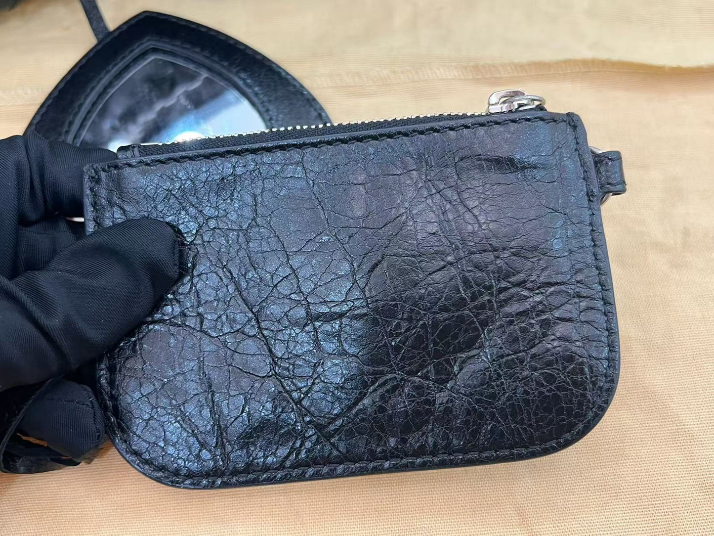 Balenciaga - Neo Cagole City - Distressed lambskin leather - Black - (small)